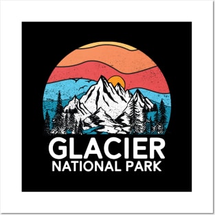 Vintage Glacier National Park Retro 80s Montana Mountain Posters and Art